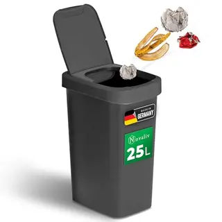 Novaliv 25L Mülleimer mit 2-in-1 Deckel – geruchsdicht, für Küche, Haushalt & Büro