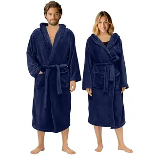 HOMELEVEL Unisex Bademantel, kuschelweich, Kapuzen-Saunamantel aus Mikrofaser, verschiedene Größen