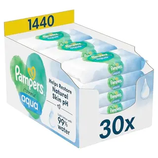 Pampers Harmonie Aqua Baby Feuchttücher, 1440 Tücher für sanften Hautschutz