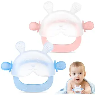 Kaisibum 2er Set Beißring für Babys – Silikon Zahnungshilfe und Fäustling Spielzeug
