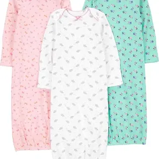 Carter's Simple Joys Babys Nachthemd, 3er Pack, Baumwolle, Pink/Mint/Weiß