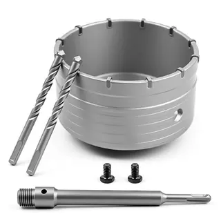 Vunanvu Bohrkrone 110mm Set mit 220mm SDS Plus Adapter und Zentrierbohrer für Beton und Mauerwerk
