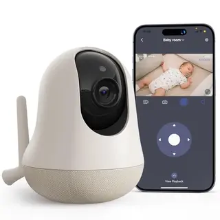Nooie Babyphone mit Kamera, 2K, Temperaturüberwachung, WLAN, Nachtsicht, Zwei-Wege-Audio, KI-Tracking