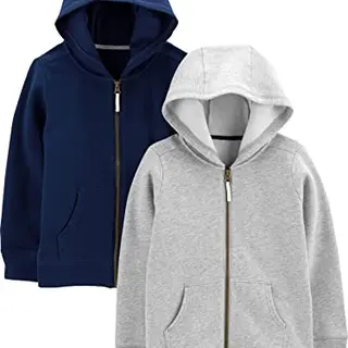 Baby Jungen Fleece Full Zip Hoodie 2er Pack, Grau/Marineblau, 3-6 Monate