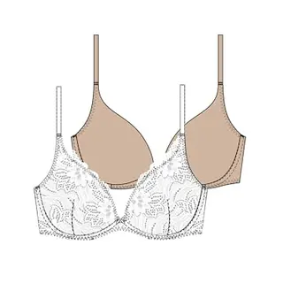 Dorina 2er-Pack Push-Up BHs Angie mit Spitze & Microfaser, herausnehmbare Kissen, Bügel-Support, Schwarz & Nude