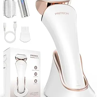 Elektrischer Damen-Rasierer, Bikini-Trimmer, kabellos und wiederaufladbar, für Körper, Beine, Achseln, schmerzlos, nass & trocken, in Gold & Weiß