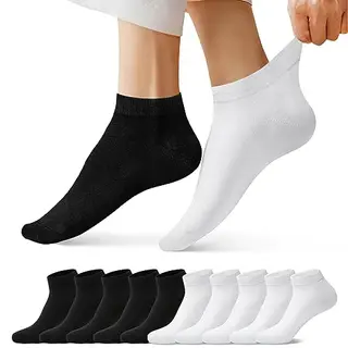 FALARY Sneaker Socken Unisex 10 Paar Baumwolle Schwarz Weiß 35-38