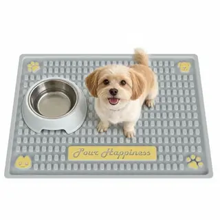 Tomxcute Silikonmatte Napfunterlage, 50x36 cm, rutschfest & wasserdicht für Katzen & Hunde, inklusive Bürste