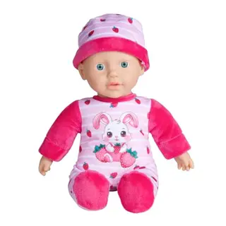 Simba Laura Strawbunny Weiche Puppe mit Erdbeer-Strampler und Hasenohren, 30 cm