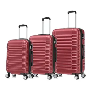 Boleedy Hartschalen-Koffer mit erweiterbarer Kapazität, Trolley, 4 Rollen, Zahlenschloss & Teleskopgriff – Burgunderrot, M-L-XL