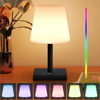 Tragbare dimmbare LED Akku Tischlampe - kabellos, warmweiß für Garten, Camping, Schlafzimmer und Hotel