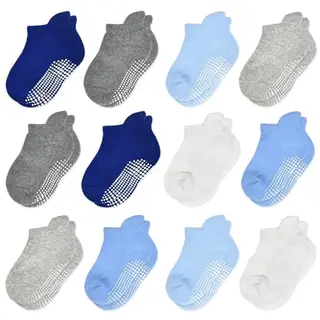 HYCLES Stoppersocken für Kinder - 12 Paar rutschfeste Socken für Jungen und Mädchen 0-7 Jahre