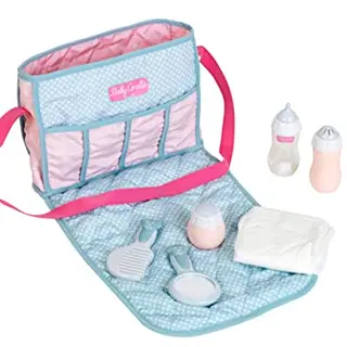 Theo Klein 1653 Baby Coralie Puppen-Wickeltasche mit Zubehör für Kinder ab 3 Jahren