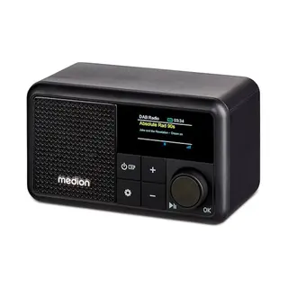 MEDION S66822 Tragbares Mini DAB+ Radio mit Bluetooth und Farbdisplay, Akku bis 6,5 Stunden, schwarz