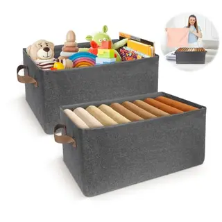 Faltbare Aufbewahrungsboxen aus Stoff mit Griff – 2er Set, Groß, für Spielzeug, Kleidung & Wäsche