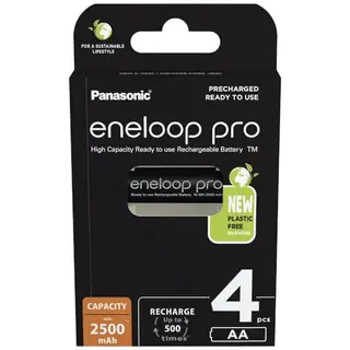 eneloop pro - AA Akkus Wiederaufladbar (4 Stück) - 2500 mAh NiMH Batterien