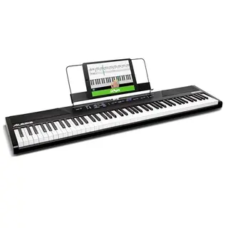 Alesis Recital E-Piano, 88 Tasten für Einsteiger mit Lautsprechern, 5 Stimmen, Kopfhörerausgang, Klavierlektionen