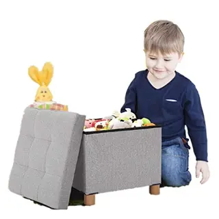 Cubic Storage Fußschemel Ottoman 3-in-1, kompakter Aufbewahrungs- und Sitzhocker, 38x38x35 cm, klappbar für Schlafzimmer & Wohnzimmer