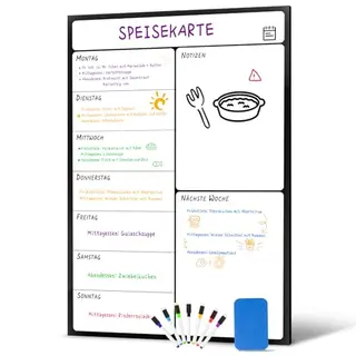 Damoguin A3 Wochenplaner, abwischbar & magnetisch, für den Kühlschrank, Wochenspeiseplan, Whiteboard für die Küche