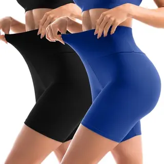 Sanpetix Radlerhose Damen, kurze Leggings 2er Pack in Schwarz/Marineblau