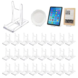 Vunanvu 25 Stk. Acryl Buchständer Transparent Verstellbare Mini Staffelei für Bilder, CDs und Deko