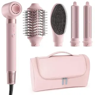 MESCOMB 5 in 1 Airstyler Set – Föhn, Lockenstab, Volumenbürste & Glätteisen mit Reisetasche für schnelles Styling