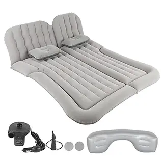 Ejoyous Auto Luftmatratze für Camping, mit Pumpe und Kissen, für Reisen, Pool, Strand, Hof – Grau