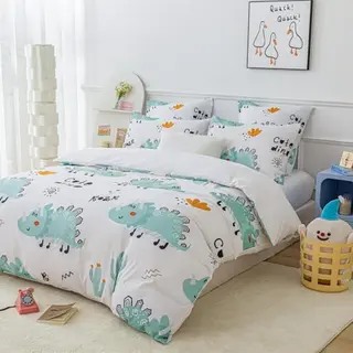 Gezu Wendebettwäsche 135x200cm mit Tier Zoo Cartoon, 2-teilig, für Mädchen und Jungen