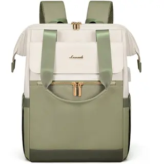 LOVEVOOK Rucksack Erbsengrün, Moderner Laptop-Schulrucksack 2 in 1 für Uni und Büro, 15,6 Zoll