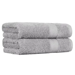 Amazon Basics Handtuch aus 100% Baumwolle, Farbecht, Saugfähig, 50cm x 100cm, 2er-Pack, Grau