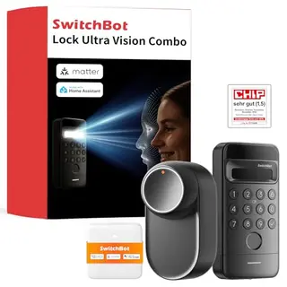 SwitchBot Smart Lock Ultra mit 3D-Gesichtserkennung & Fingerabdruck – Elektronisches Türschloss für die Haustür