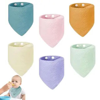 Nokwocy 6er Set Baby Dreieckstücher & Lätzchen - Weich und absorbierend mit Druckknöpfen, unisex