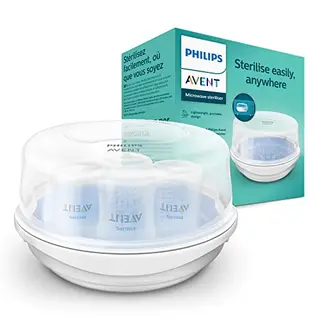 Philips Avent Mikrowellen Sterilisator für 4 Babyflaschen, Schnuller und Zubehör, weiß