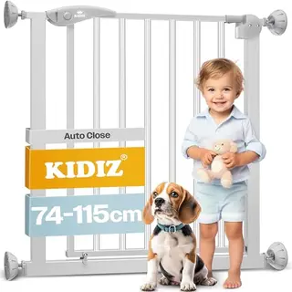 KIDIZ® Tür- und Treppenschutzgitter für Kinder und Haustiere, ohne Bohren, beidseitig schwenkbar, Grau, 81-94 cm
