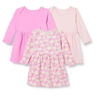 Amazon Essentials Mädchen Langarmkleid 3er Pack in Rosa/Apfel 3T