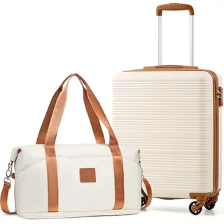 COOLIFE Handgepäckset: Koffer 55x40x20 cm & Reisetasche 45x36x20 cm für Ryanair & Easyjet mit 4 Silent Rädern