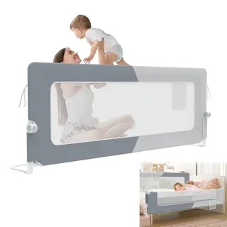 YRHome Bettgitter klappbar 200cm - Rausfallschutz für Kleinkinder, höhenverstellbar, dunkelgrau/hellgrau