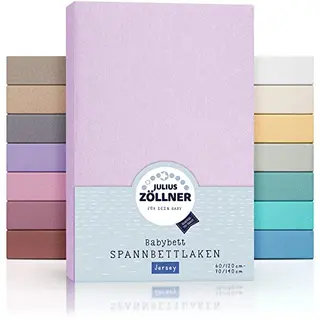 Julius Zöllner Jersey Spannbettlaken für Baby- und Kinderbett, 2er Pack, flieder, 60x120cm / 70x140cm