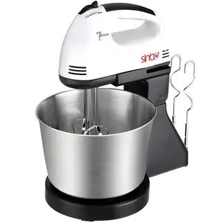 Retoo Handmixer mit Schüssel, 7 Stufen, Leicht & Leise, Rührgerät in Weiß/Silber