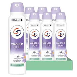 CD Deo-Spray Wasserlilie, 6 x 150 ml, vegan, für empfindliche Haut, langanhaltender Schutz