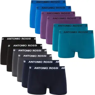 ANTONIO ROSSI Herren Boxer Hipster 12er-Pack, Schwarz, Blau, Grau, Grün, Größe L