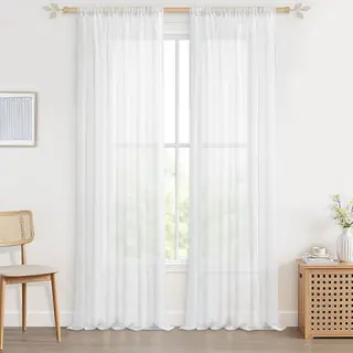 CUTEWIND Gardinen Weiß Transparent Wohnzimmer Modern 2er Set
