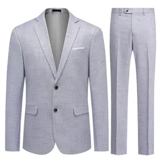 Allthemen Herren Anzug 2 Teilig Kariert Slim Fit für Hochzeit