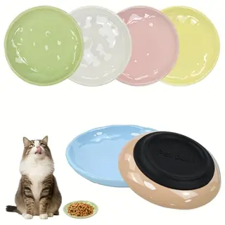 Vunanvu 6er Set Katzennapf Keramik mit rutschfestem Silikonboden, 15 cm flache Schüssel für Futter und Wasser