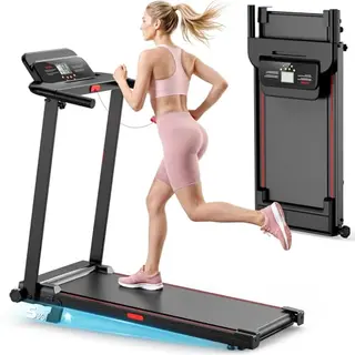 Elektrisches Laufband für Zuhause, klappbar, bis 10 km/h, leise, mit 12 voreingestellten Programmen