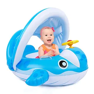 Peradix Wal Schwimmring mit Sonnendach für Kleinkinder 9-36 Monate (Blau)