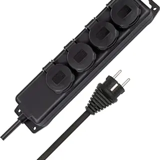 Brennenstuhl Steckdosenverteiler IP44 4-Fach für Baustellen und Außenbereich, 2m Kabel, schwarz
