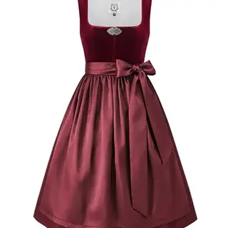 DIRNDLSTERN Damen Rot Trachtenkleid - Midi Oktoberfest Outfit mit 60 cm Schürze