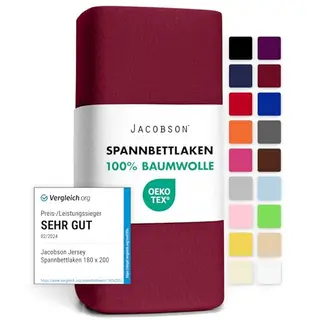 Jacobson Spannbettlaken aus Baumwolle (90x200 cm, Bordeaux)