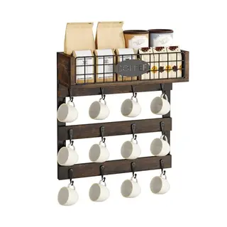 YITAHOME Wandbecherhalter mit 12 Haken, Metall-Organizer für Küche und KaffeeBar